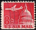 Sellos de America - Estados Unidos -  Jet Airliner Over Capitol.