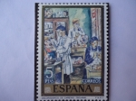 Stamps Spain -  Ed:2081- Día del Sello - Decoradores de Caretas - Pintores:Solana.