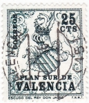 Stamps Spain -  PLAN SUR DE VALENCIA- Escudo del rey Don Jaime (V)