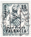 Sellos de Europa - Espaa -  PLAN SUR DE VALENCIA- Escudo del rey Don Jaime (V)