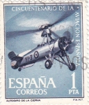 Stamps Spain -  cincuentenario de la aviación española- autogiro de la Cierva  (V)