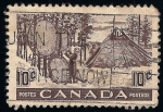 Stamps : America : Canada :  Indians Drying Skins on Stretchers.