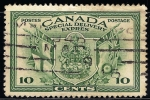 Sellos del Mundo : America : Canad : Escudo de Armas y Banderas. La contribución de Canadá al esfuerzo de guerra de los Aliados