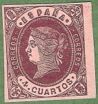 Stamps Spain -  Isabel II, Edifil 58