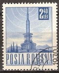 Stamps Romania -  Transp. y telecomu.Torre de transmisión de televisión.