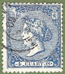 Stamps Spain -  Isabel II, Edifil 81