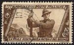 Stamps : Europe : Italy :  X aniversario del gobierno fascista y la Marcha sobre Roma. Soldado vigilando el paso de montaña.