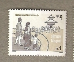 Stamps Nepal -  Acudiendo al templo