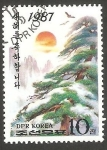 Sellos de Asia - Corea del norte -  1855 - Año Nuevo. Pino nevado, montaña y sol