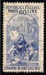 Stamps : Europe : Italy :  Virgen de las Rocas. 500 Aniversario del nacimiento de Leonardo da Vinci.