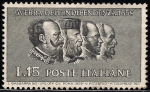 Stamps Italy -  Centenario de la guerra de independencia: Víctor Emanuel II, Garibaldi, Cavour y Mazzini.