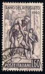 Stamps Italy -  Año Mundial del Refugiado, 7/1/59-6/30/60. El diseño es detalle de 