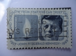 Stamps United States -  John Fitzgerald Kennedy  (1917-1963) and eternal flame. 35th presidente, 1961,/63. 