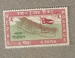 Stamps Asia - Nepal -  Mapa y bandera