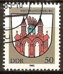 Stamps Germany -  Escudo de armas de Neubrandenburg-DDR.