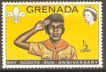 Stamps : America : Grenada :  SALUDO  SCOUTS.  65°  ANIVERSARIO.