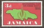 Sellos de America - Jamaica -  DERECHOS  HUMANOS.  LLAMA  Y  MAPA  DE  JAMAICA