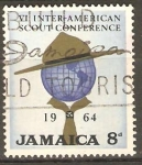 Sellos de America - Jamaica -  SOMBRERO  SCOUT,  GLOBO   Y   PAÑOLETA   SCOUT.