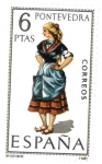Stamps Spain -  trajes regionales - Pontevedra