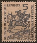 Stamps Germany -  Dia del sello 1957 (jinete de correos de 1563)DDR.
