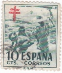 Stamps Spain -  Pro-Tuberculosos -Niños en la Playa-      (W)