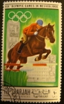 Stamps United Arab Emirates -  Sharjah & Dependencies; Olimpiadas México 1968. Equestrian rider and horse