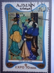 Stamps United Arab Emirates -  AJMAN- ¨Painting:Japaneses Ladies¨(Pintando Damas Japonesas) Expo 70 Osaka.