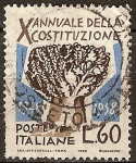 Stamps Italy -  10a Aniv de la Constitución.