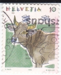 Sellos de Europa - Suiza -  Ilustraciones- Vaca