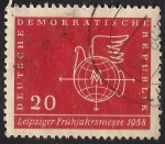 Stamps : Europe : Germany :  Publicado para dar a conocer la Feria de Leipzig 1958