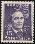 Stamps : Europe : Austria :  Centenario de la muerte de Johann Nepomuk Nestroy, Viena dramaturgo, autor y actor.