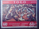 Stamps : Africa : Togo :  Mural:¨La Lucha del Hombre por la Paz¨-Oficina de la ONU en N.Y-del Muralista Español:José Vela Zan