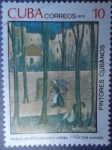 Stamps : America : Cuba :  Pintores Cubanos- ¨Mujer Cargando Hierba¨-del pintor:Victor Manuel