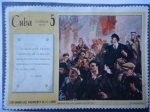 Stamps Cuba -  Centenario Nacimiento de Vladimir Llich Ulianov,1870-1924-Alias:¨V.I Lenin¨-Oleo:Primer día