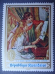 Stamps : Africa : Rwanda :  Pintores: P.A. Renoir- Oleo:Jeunes Filles Au Piano