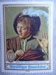Stamps Rwanda -  Pintore: Frans Hals 1580-1666- Oleo:Le Garçon CHantant.