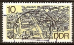 Stamps Germany -  Paisaje urbano de Anklam-DDR.
