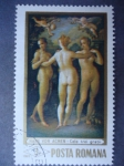 Stamps : Europe : Romania :  Johann Hans Von Aachen (1552-1616)-Pintor- Oleo: Las Tres Gracias-