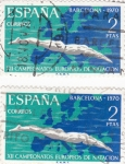 Sellos de Europa - Espa�a -  XII Campeonatos Europeos de Natación Barcelona-1970   (Y)