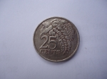 monedas de America - Trinidad y Tobago -  Chaconia, flor Nacional-25 Cents.(anv.)- Rep. of trinidad and Tobago-Escudo de Armas(rev.)