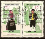 Stamps Germany -  Trajes folklóricos.Mecklenburg (pareja) DDR.