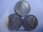 monedas de America - Venezuela -  Tres Bolívares de Plata -ley 8350. 