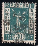 Stamps : Europe : France :  Difusión de la Exposición de París de 1937. Heraldo.