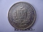 monedas de America - Venezuela -  2 Bolivares de Plata Ley 835 