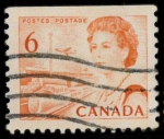 Stamps Canada -  Reina; tren y avión