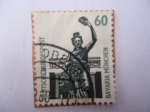 Stamps Germany -  Estatua de bronce:Bavaria y el Edif Ruhmeshalle. Munchen