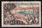 Stamps : Europe : France :  Playa, Golfo de Ajaccio.