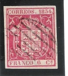 Sellos del Mundo : Europe : Spain : 1854 - Edif 24 - Escudo de España