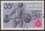 Sellos del Mundo : America : Granada : Granada Granadinas 1975 Scott 104 Sello ** Deportes Pan American Games Mexico Weightlifting 35c Gren