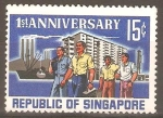 Stamps Singapore -  PRIMER  ANIVERSARIO  DE  LA  REPÙBLICA